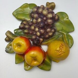 Beautiful 1950s chalkware assorted fruits wall hanging from Devon Ware